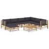 vidaXL 8 Piece Garden Lounge Set with Dark Grey Cushions Bamboo