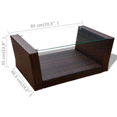 vidaXL 4 Piece Garden lounge set with Cushions Poly Rattan Brown, brown vidaXL 4 Piece Garden lounge set with Cushions Poly Rattan Brown