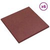 vidaXL Fall Protection Tiles 6 pcs Rubber 50x50x3 cm Red