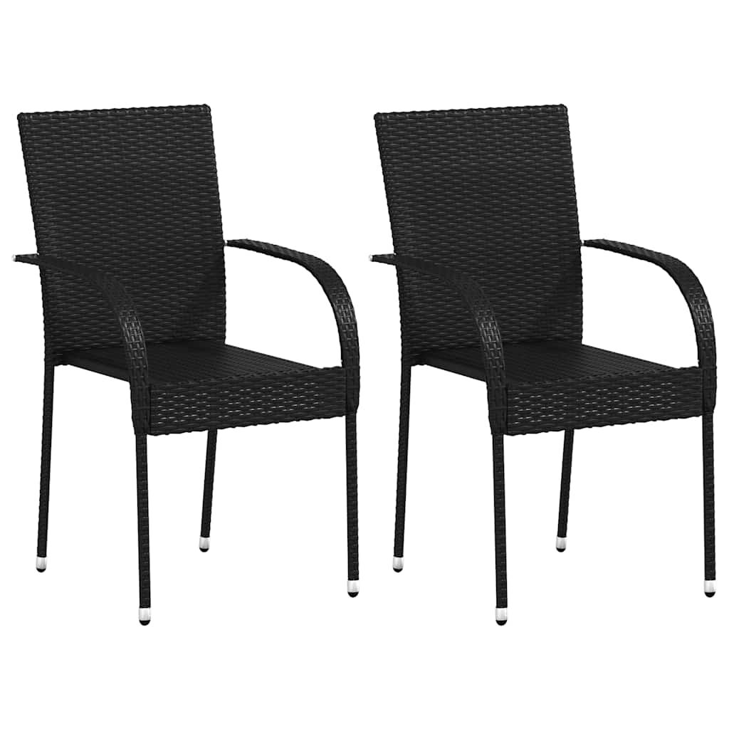 vidaXL Stackable Outdoor Chairs 2 pcs Poly Rattan Black