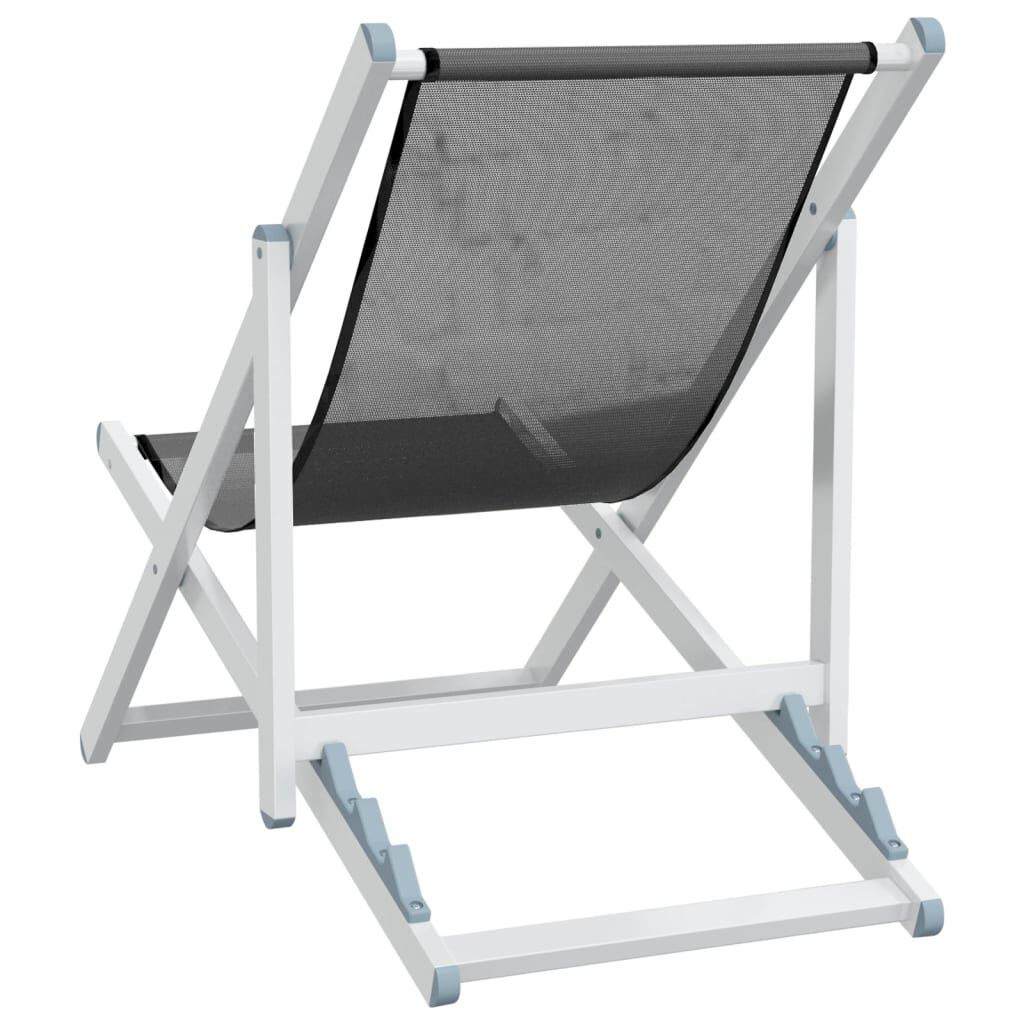 vidaXL Folding Beach Chairs 2 pcs Grey Aluminium and Textilene