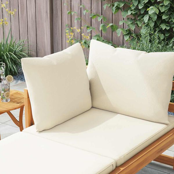 vidaXL Sun Lounger with 1 Armrest Cream White Solid Acacia Wood