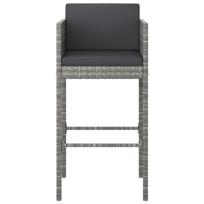 vidaXL 5 Piece Garden Bar Set with Cushions Poly Rattan Grey, grey vidaXL 5 Piece Garden Bar Set with Cushions Poly Rattan Grey