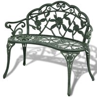 vidaXL Garden Bench 100 cm Cast Aluminium Green, green vidaXL Garden Bench 100 cm Cast Aluminium Green