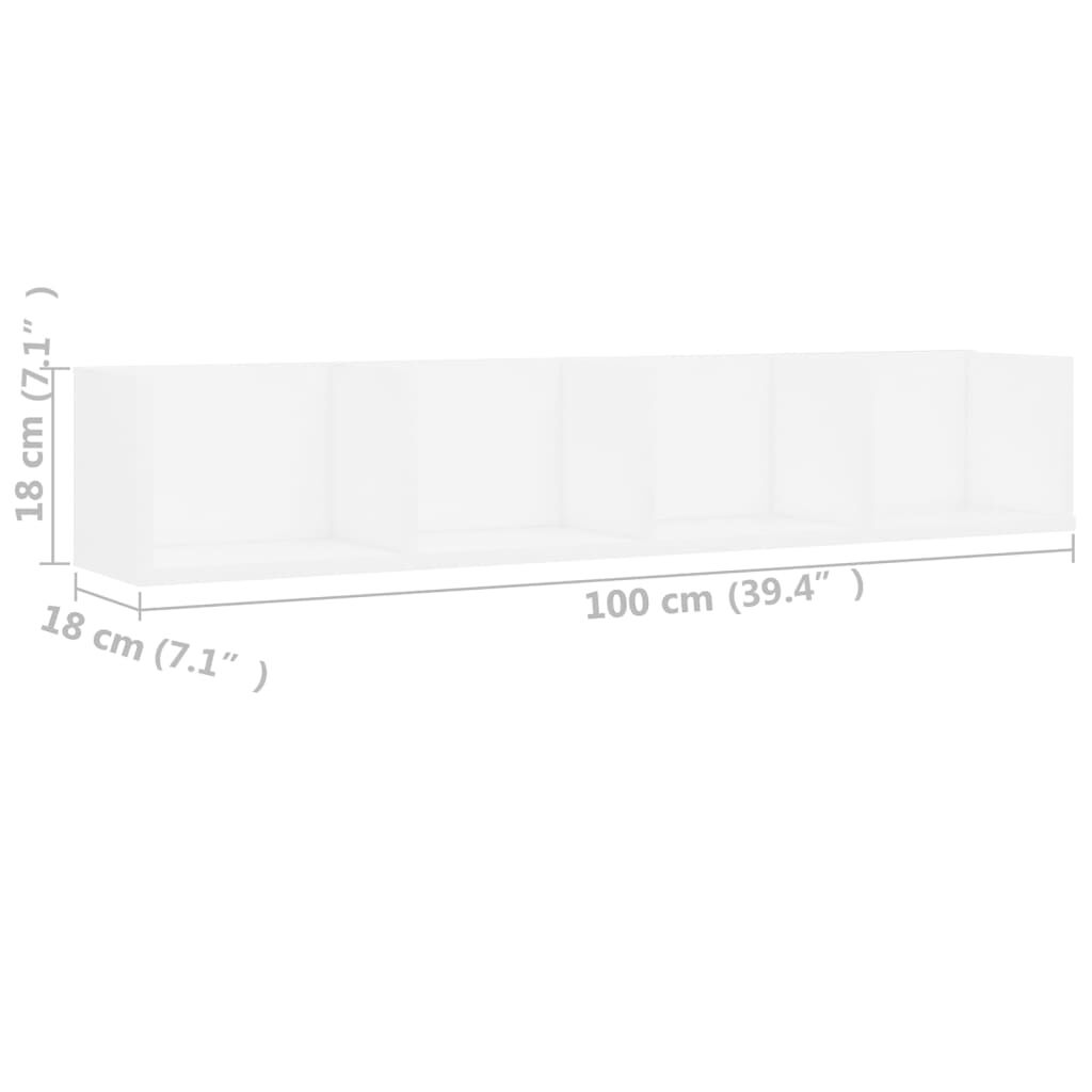 vidaXL CD Wall Shelf White 100x18x18 cm Engineered Wood