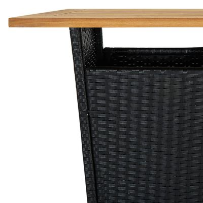 vidaXL 3 Piece Garden Bar Set with Cushions Poly Rattan Black, black vidaXL 3 Piece Garden Bar Set with Cushions Poly Rattan Black