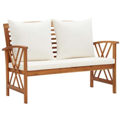 vidaXL 2 Piece Garden Lounge Set with Cushions Solid Acacia Wood, brown and cream vidaXL 2 Piece Garden Lounge Set with Cushions Solid Acacia Wood