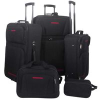 vidaXL Five Piece Travel Luggage Set Black, black vidaXL Five Piece Travel Luggage Set Black