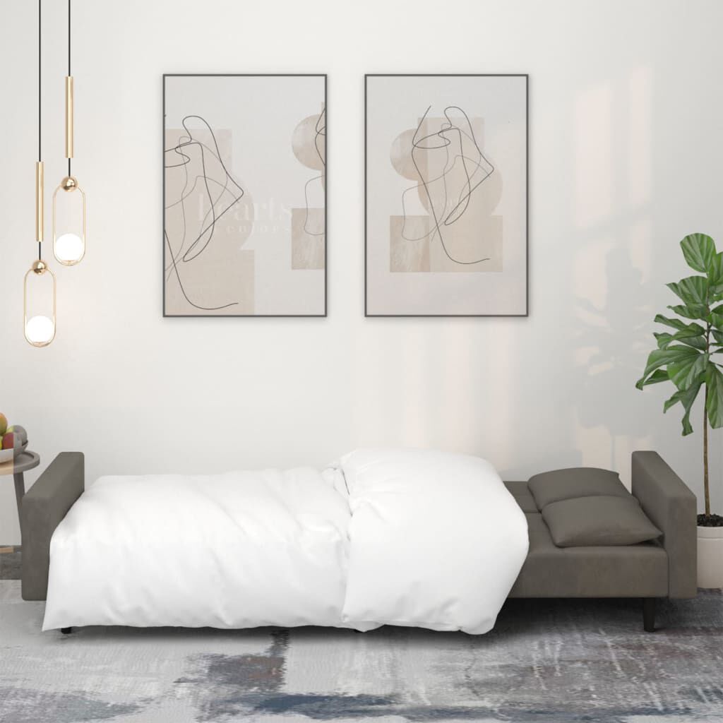 vidaXL 2-Seater Sofa Bed with Two Pillows Dark Grey Velvet