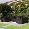 vidaXL 8 Piece Garden Lounge Set with Cushions Black Poly Rattan