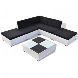 vidaXL 6 Piece Garden Lounge Set with Cushions Poly Rattan White