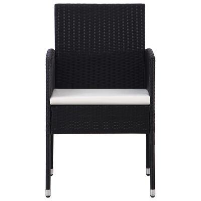 vidaXL Garden Chairs with Cream White Cushions 4 pcs Black Poly Rattan, cream white vidaXL Garden Chairs with Cream White Cushions 4 pcs Black Poly Rattan