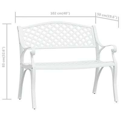 vidaXL Garden Bench 102 cm Cast Aluminium White, white vidaXL Garden Bench 102 cm Cast Aluminium White