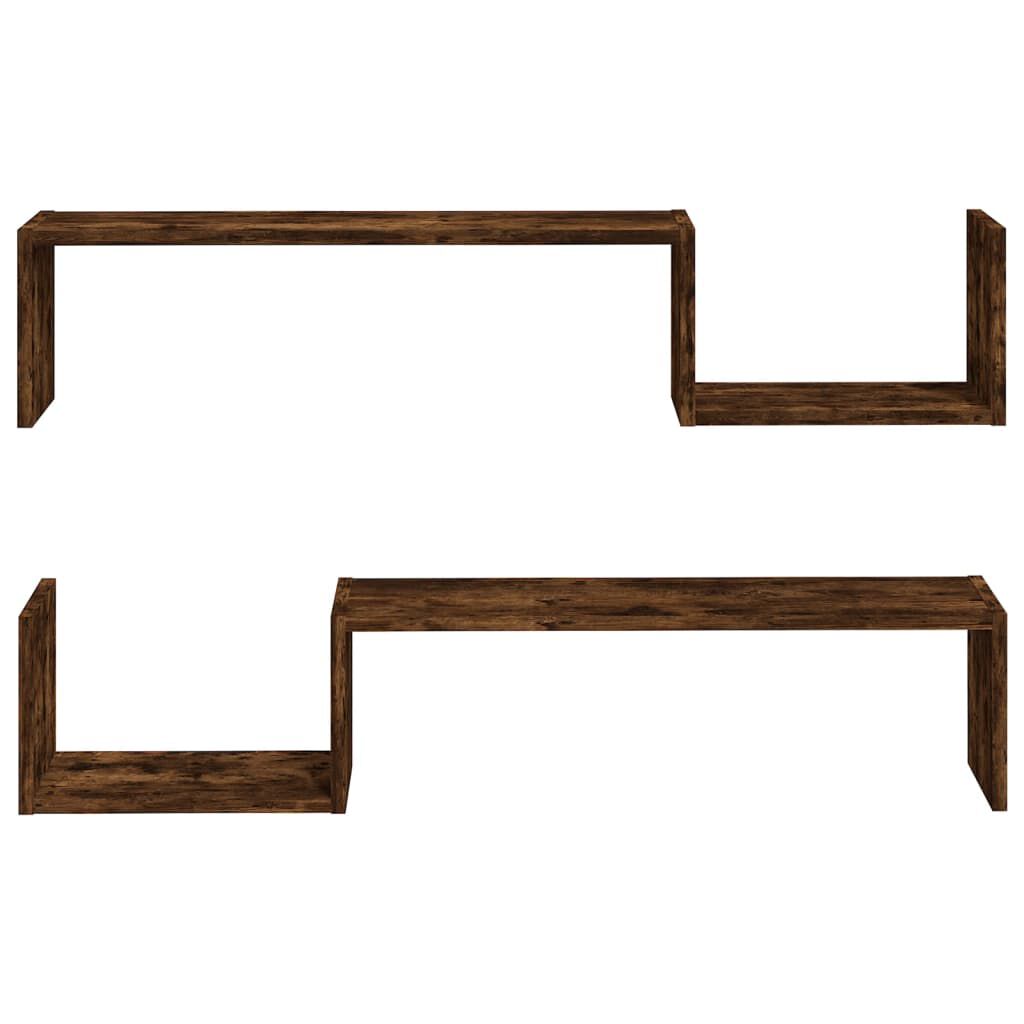 vidaXL Wall Shelves 2 pcs Smoked Oak 100x15x20 cm Engineered Wood