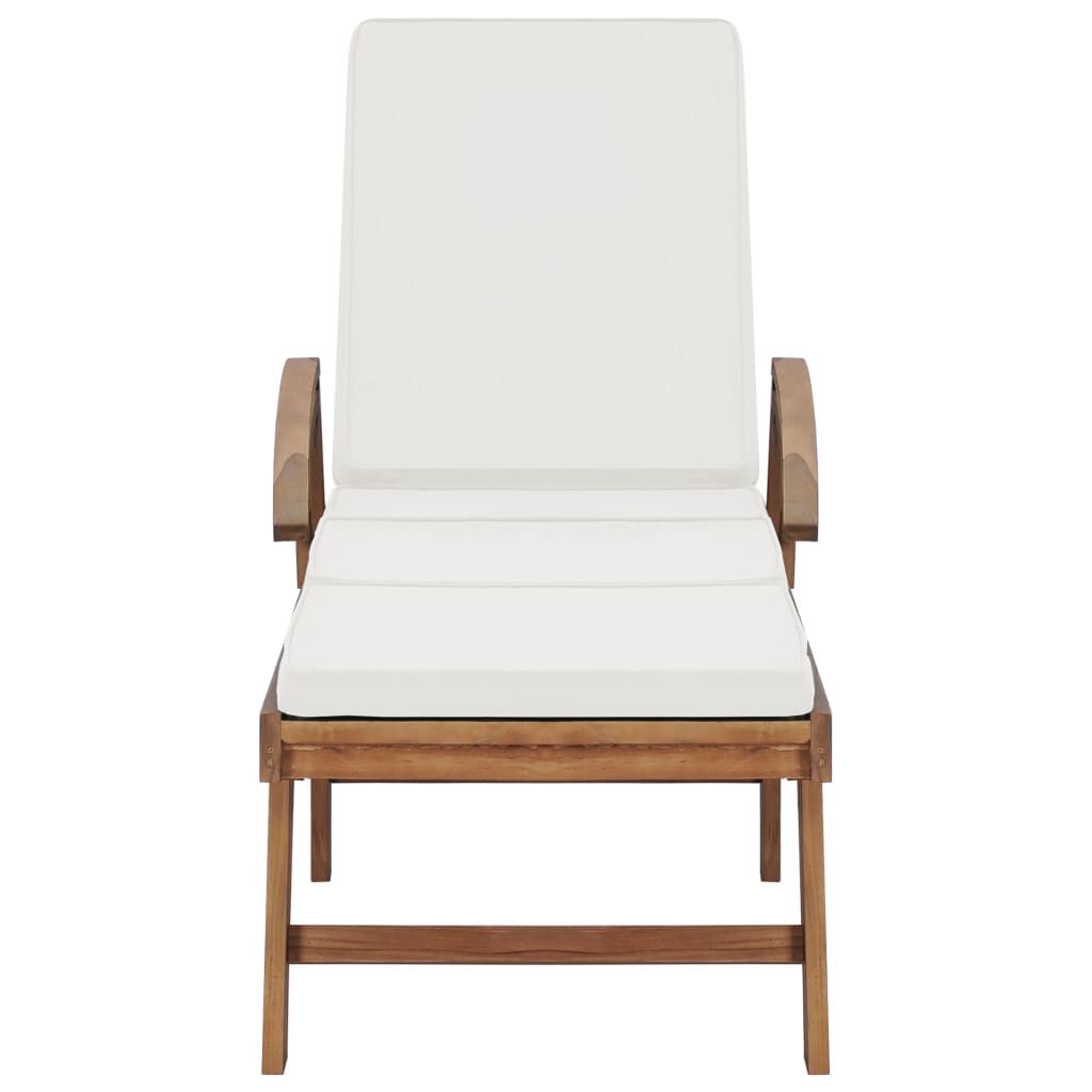 vidaXL Sun Loungers with Cushions 2 pcs Solid Teak Wood Cream