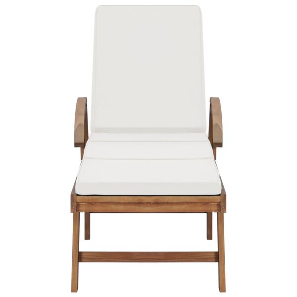 vidaXL Sun Loungers with Cushions 2 pcs Solid Teak Wood Cream