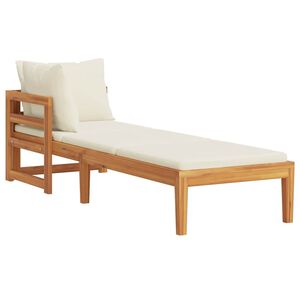 vidaXL Sun Lounger with 1 Armrest Cream White Solid Acacia Wood
