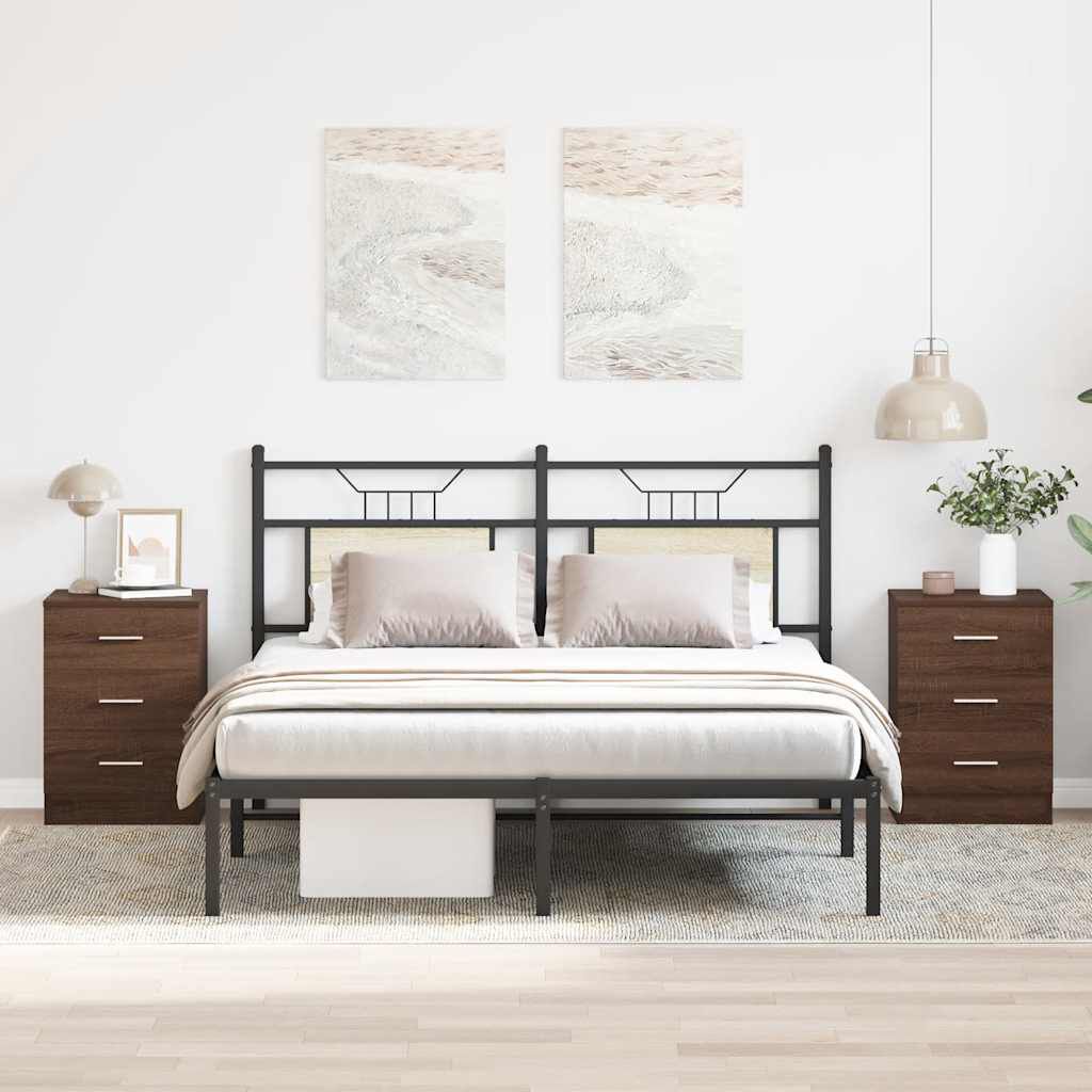 vidaXL Bedside Cabinets 2 pcs Brown Oak 38x35x56 cm Engineered Wood