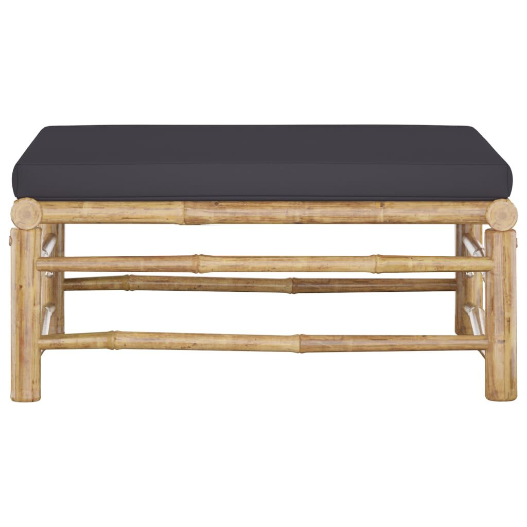 vidaXL Garden Footrest with Dark Grey Cushion Bamboo