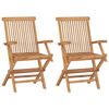 vidaXL Folding Chairs 2 pcs with Armrests Teak Wood