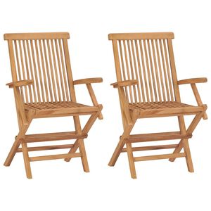 vidaXL Folding Chairs 2 pcs with Armrests Teak Wood