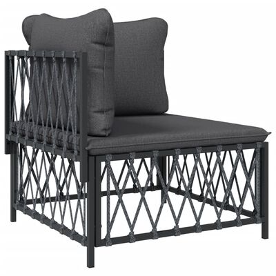 vidaXL 8 Piece Garden Lounge Set with Cushions Anthracite Steel, anthracite vidaXL 8 Piece Garden Lounge Set with Cushions Anthracite Steel