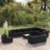 vidaXL 11 Piece Garden Lounge Set with Cushions Poly Rattan Black