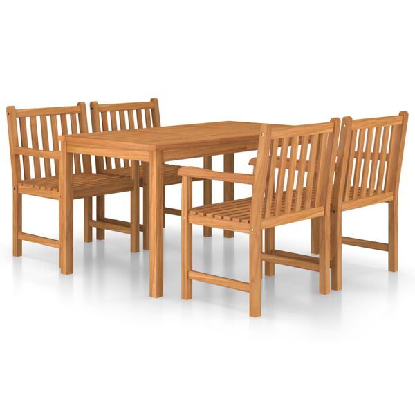 vidaXL 5 Piece Garden Dining Set 140x80 cm Solid Teak Wood
