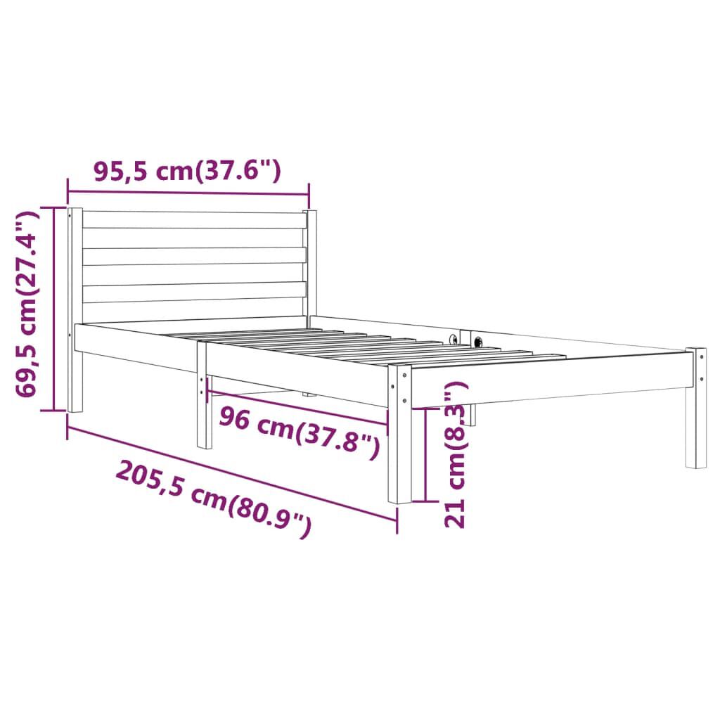vidaXL Bed Frame without Mattress Solid Wood Pine 90x200cm White