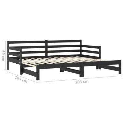 vidaXL Pull-out Day Bed without Mattress Black 2x(90x200)cm, black vidaXL Pull-out Day Bed without Mattress Black 2x(90x200)cm