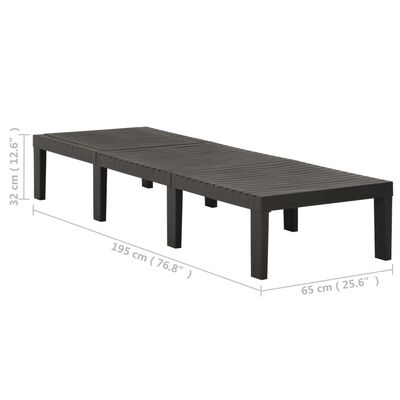 vidaXL Sun Lounger Plastic Anthracite, anthracite vidaXL Sun Lounger Plastic Anthracite