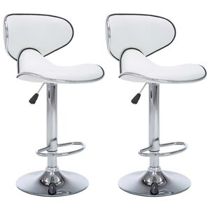 vidaXL Bar Stools 2 pcs White Faux Leather