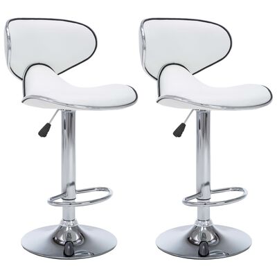 vidaXL Bar Stools 2 pcs White Faux Leather, white vidaXL Bar Stools 2 pcs White Faux Leather