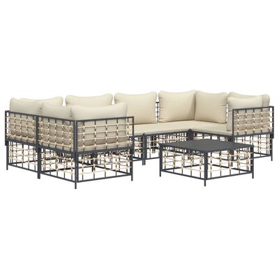 vidaXL 7 Piece Garden Lounge Set with Cushions Anthracite Poly Rattan