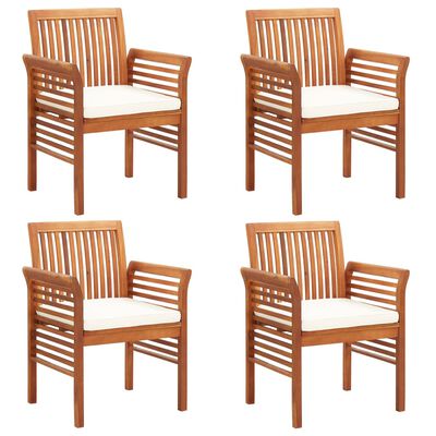 vidaXL Garden Dining Chairs with Cushions 4 pcs Solid Wood Acacia