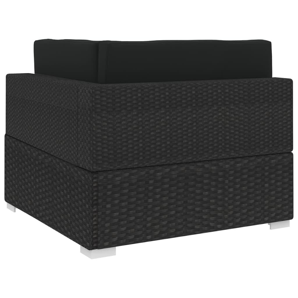 vidaXL Sectional Corner Chair 1 pc with Cushions Poly Rattan Black