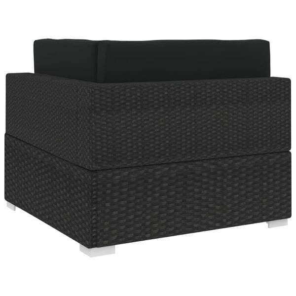 vidaXL Sectional Corner Chair 1 pc with Cushions Poly Rattan Black