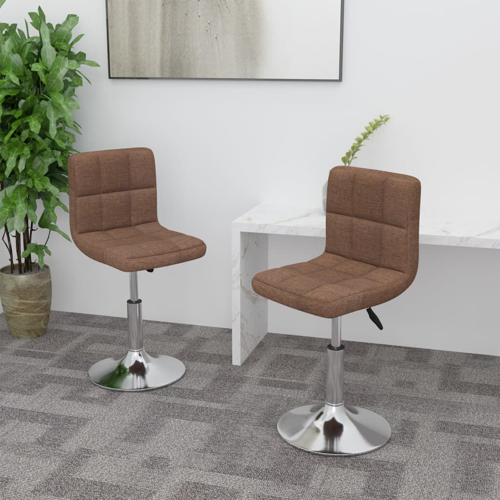 vidaXL Swivel Dining Chairs 2 pcs Brown Fabric