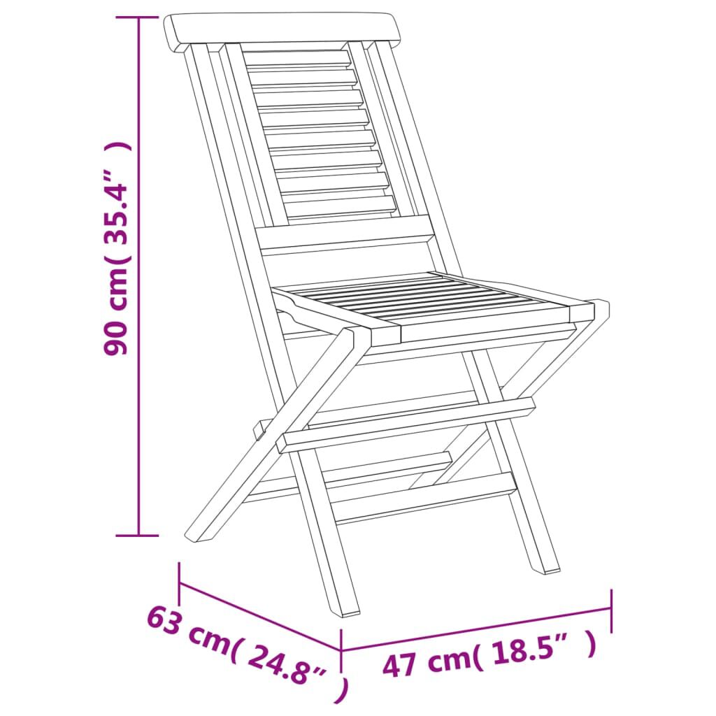 vidaXL Folding Garden Chairs 4 pcs 47x63x90 cm Solid Wood Teak