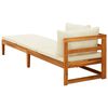 vidaXL Sun Lounger with 1 Armrest Cream White Solid Acacia Wood