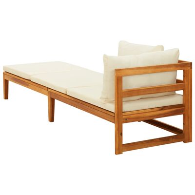 vidaXL Sun Lounger with 1 Armrest Cream White Solid Acacia Wood