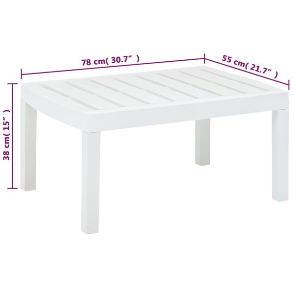 vidaXL Garden Table White 78x55x38 cm Plastic