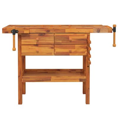 vidaXL Workbench with Drawers and Vices 124x52x83 cm Solid Wood Acacia,  vidaXL Workbench with Drawers and Vices 124x52x83 cm Solid Wood Acacia