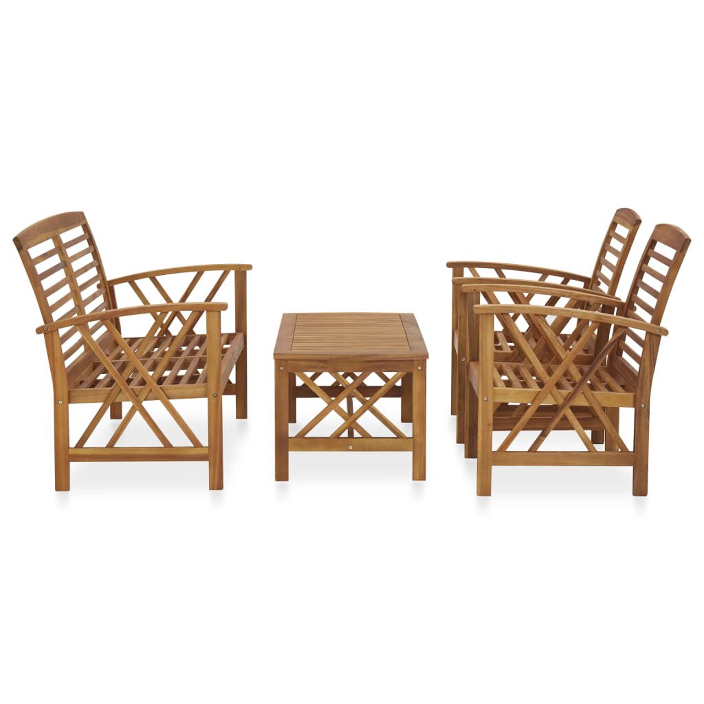 vidaXL 4 Piece Garden Lounge Set Solid Acacia Wood