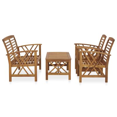 vidaXL 4 Piece Garden Lounge Set Solid Acacia Wood, brown vidaXL 4 Piece Garden Lounge Set Solid Acacia Wood