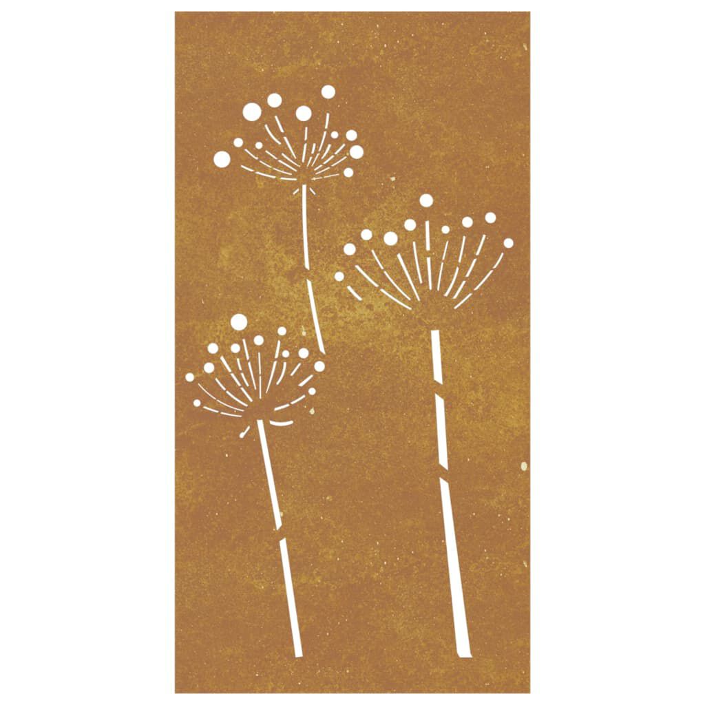 vidaXL Garden Wall Decoration 105x55 cm Corten Steel Flower Design
