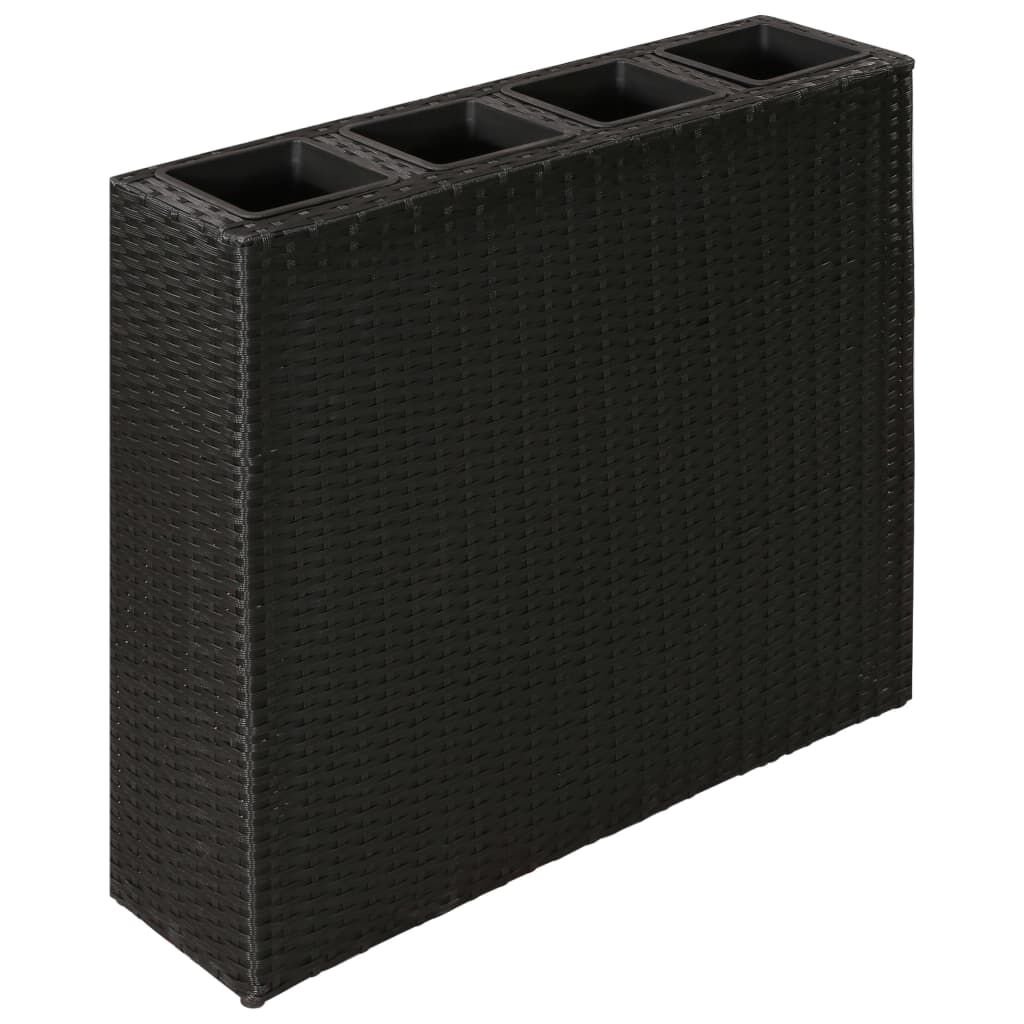 vidaXL Garden Raised Bed with 4 Pots 2 pcs Poly Rattan Black(2x41084)