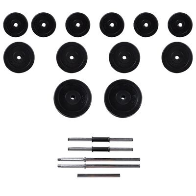 vidaXL Weight Bench with Weight Rack, Barbell and Dumbbell Set 30.5kg,  vidaXL Weight Bench with Weight Rack, Barbell and Dumbbell Set 30.5kg