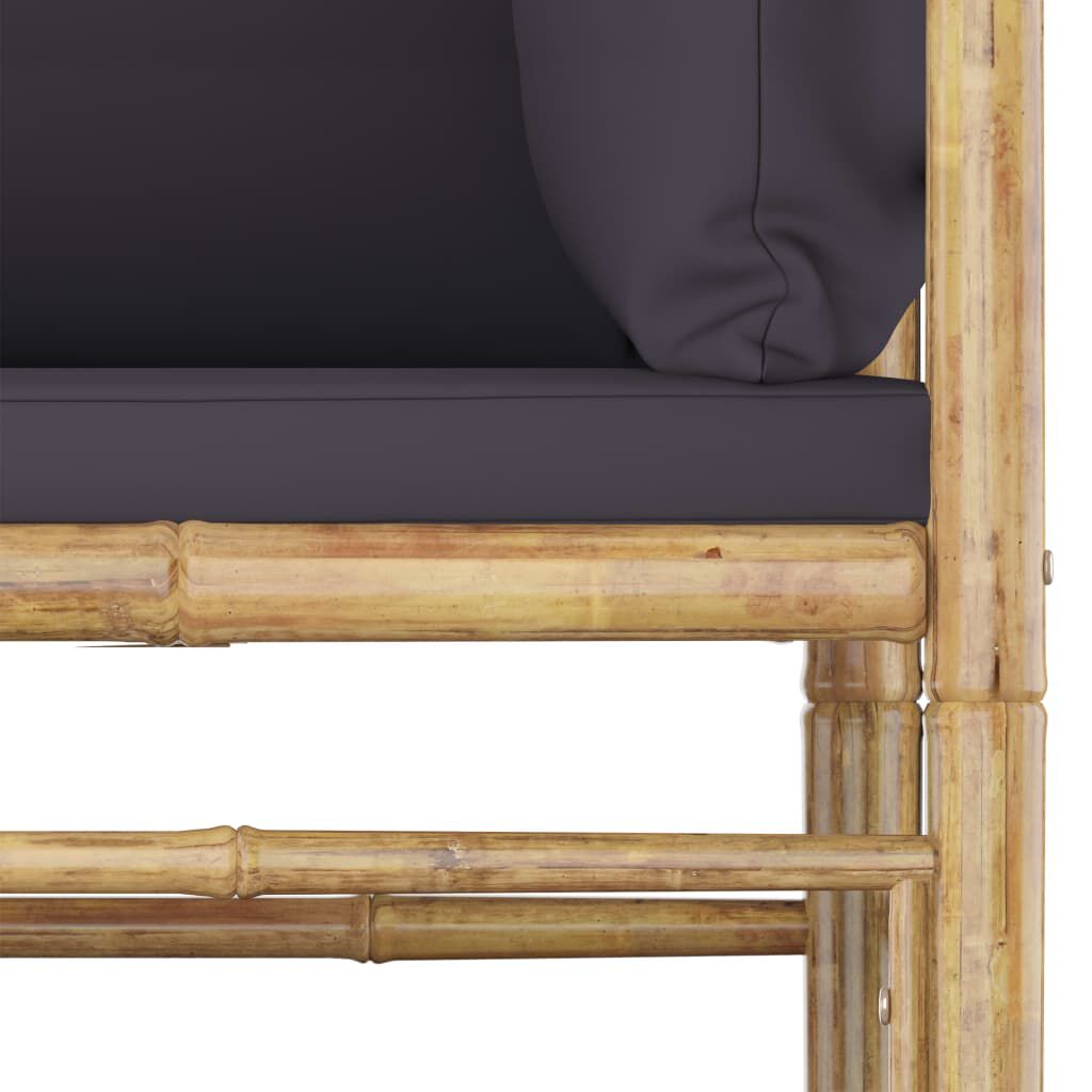 vidaXL 7 Piece Garden Lounge Set with Dark Grey Cushions Bamboo