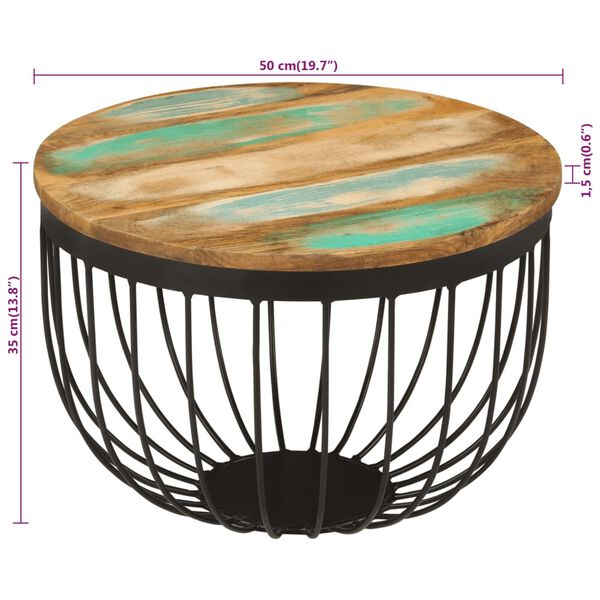 vidaXL Coffee Table Ø50x35 cm Solid Wood Reclaimed and Steel
